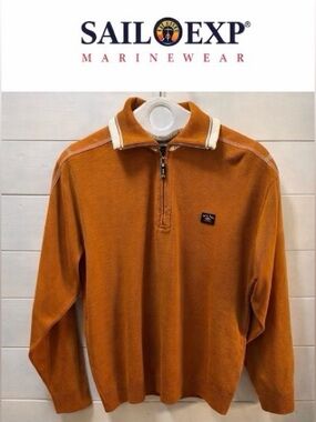 SAIL EXP — Orange Wool Blend Half-Zip Sweater size 50
